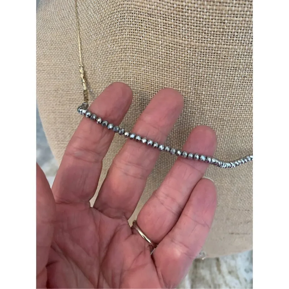 Black Crystals and Gold Necklace #black necklace